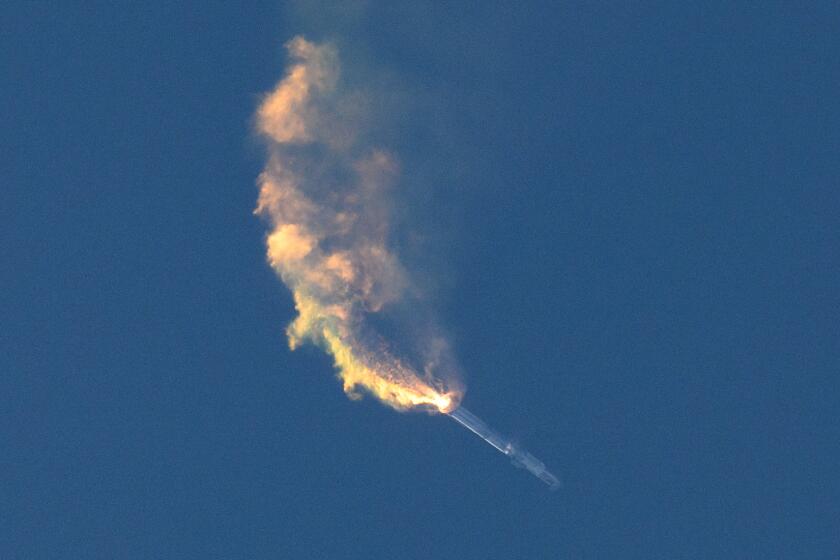 The SpaceX Starship maneuvers for a second stage separation after launching on a flight test from Starbase in Boca Chica, Texas, on April 20, 2023. - The rocket successfully blasted off at 8:33 am Central Time (1333 GMT). The Starship capsule had been scheduled to separate from the first-stage rocket booster three minutes into the flight but separation failed to occur and the rocket blew up. (Photo by Patrick T. Fallon / AFP) (Photo by PATRICK T. FALLON/AFP via Getty Images)