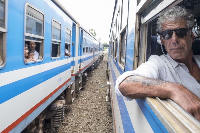 May 25, 2017: Anthony Bourdain rides a train from Colombo, Sri Lanka north to Jaffna, Sri Lanka on May 25, 2017. (photo by David Scott Holloway)