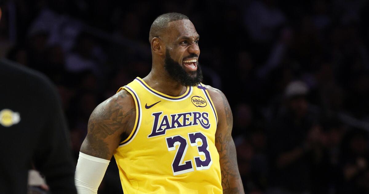LeBron James waved at young fan sitting courtside at Lakers game. Then she cried tears of joy