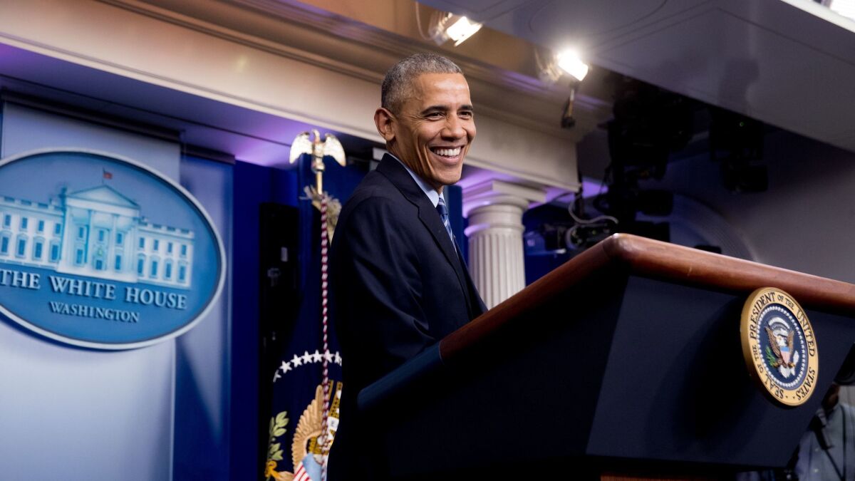 President Obama holds a news conference at the White House on Dec. 16.