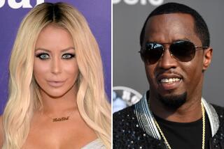 Separate headshots of Aubrey O'Day, left, and Sean "Diddy" Combs, who is wearing dark sunglasses