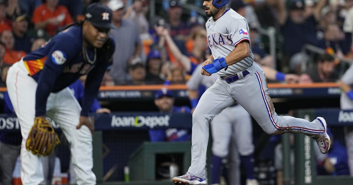 Rangers build big early lead off Valdez, hold on for 5-4 win over Astros to  take 2-0 lead in ALCS - The San Diego Union-Tribune