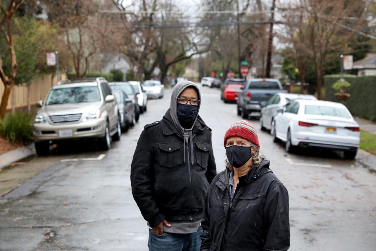 Chris Jones, 34, left, of Colonial Heights, and Maggie Coulter of Elmhurst, in Sacramento.