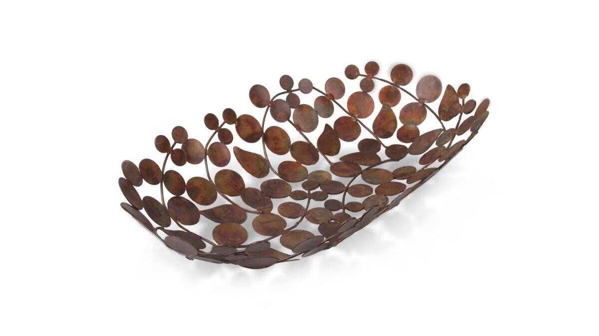 A bowl made from reclaimed industrial waste of wire and metal.