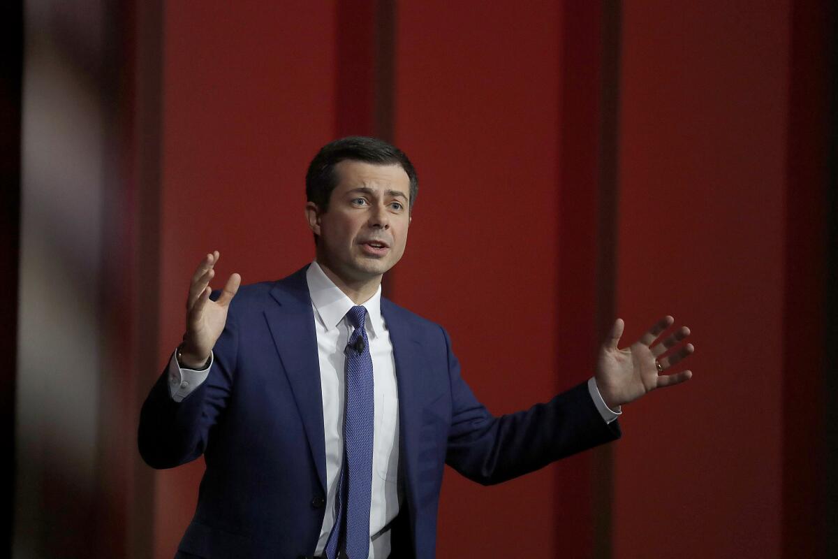 Democratic presidential candidate Pete Buttigieg at a town hall at USC