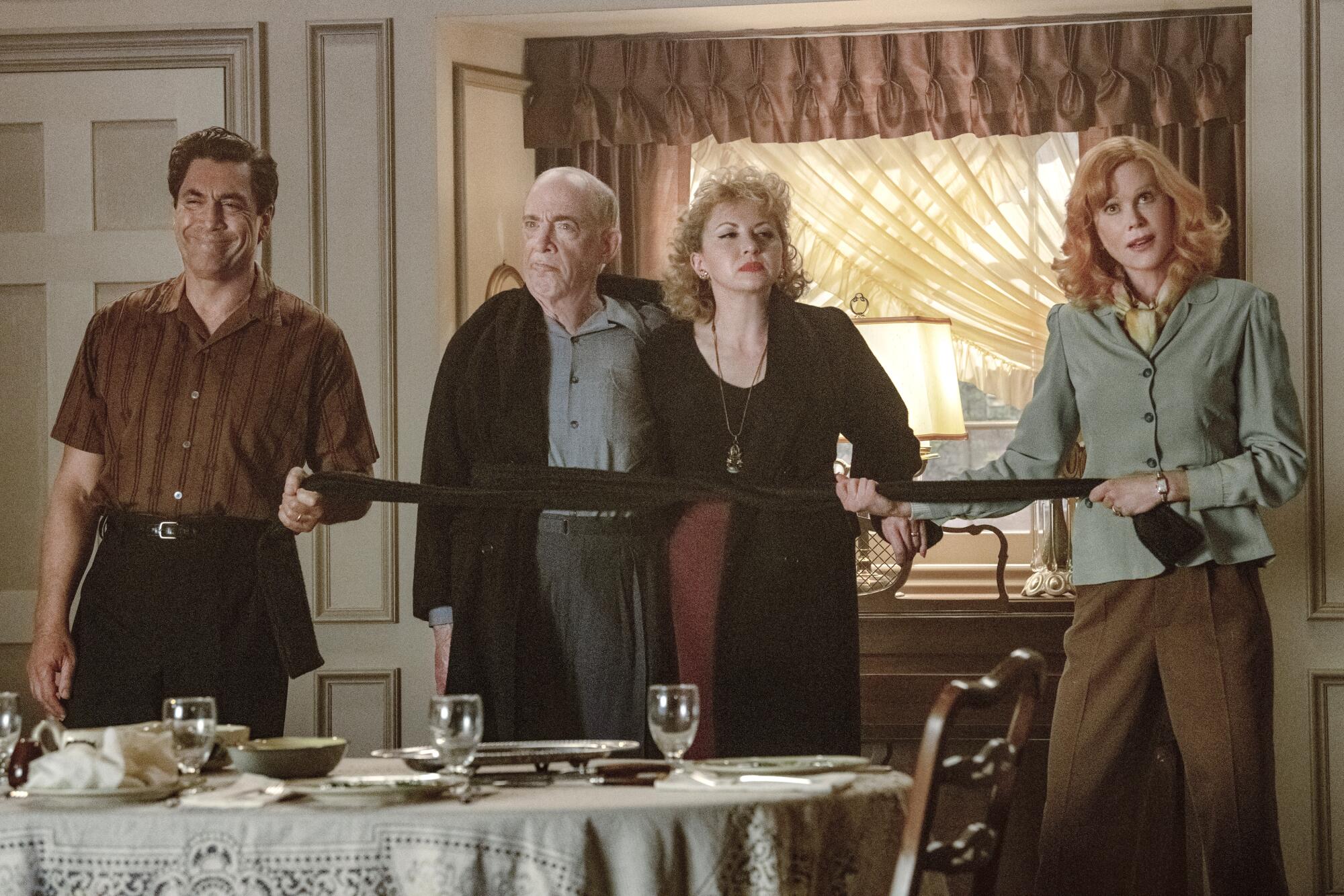 Javier Bardem, left, J.K. Simmons, Nina Arianda and Nicole Kidman star in “Being the Ricardos.”