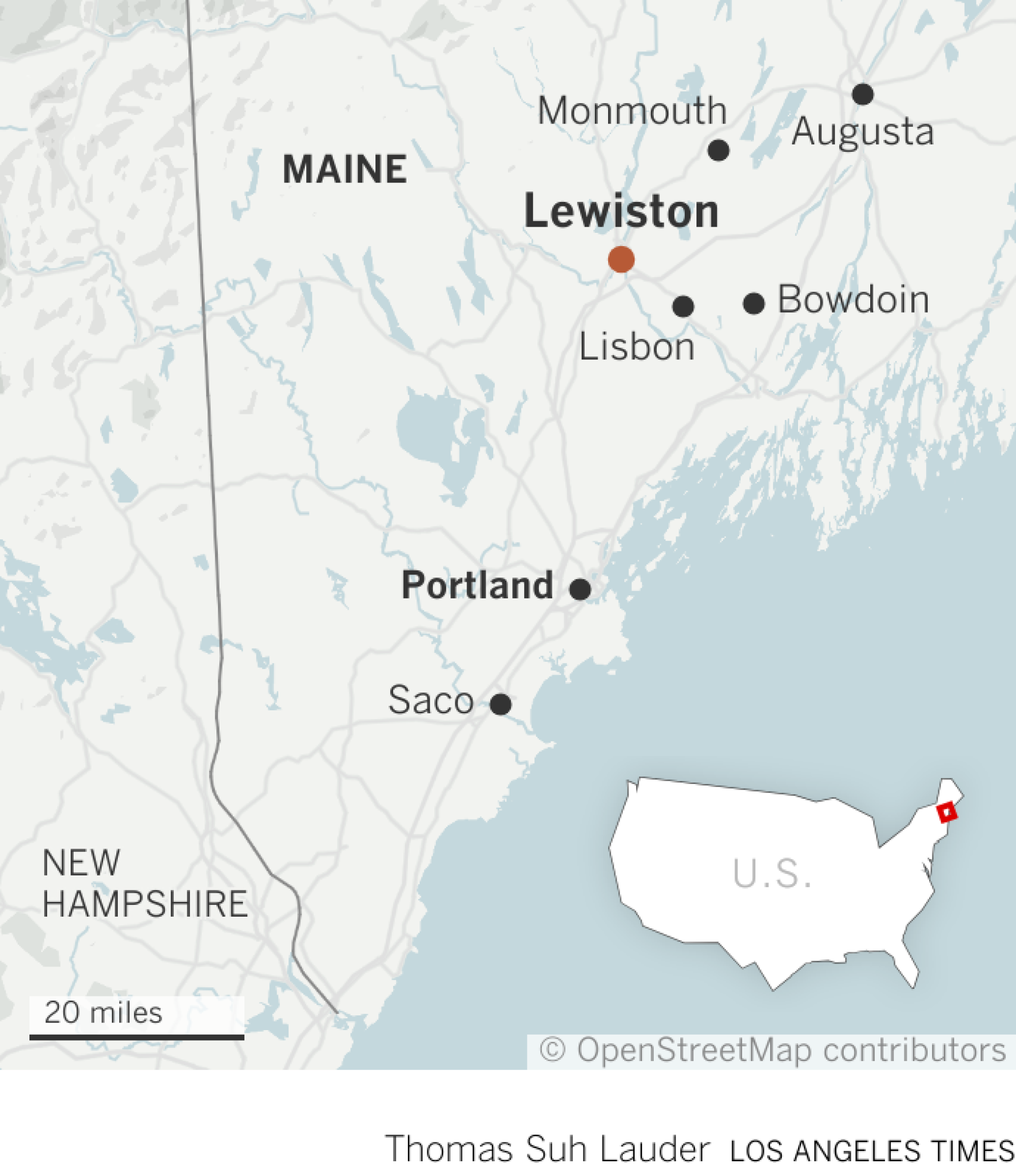 Locator map of Lewiston, Maine