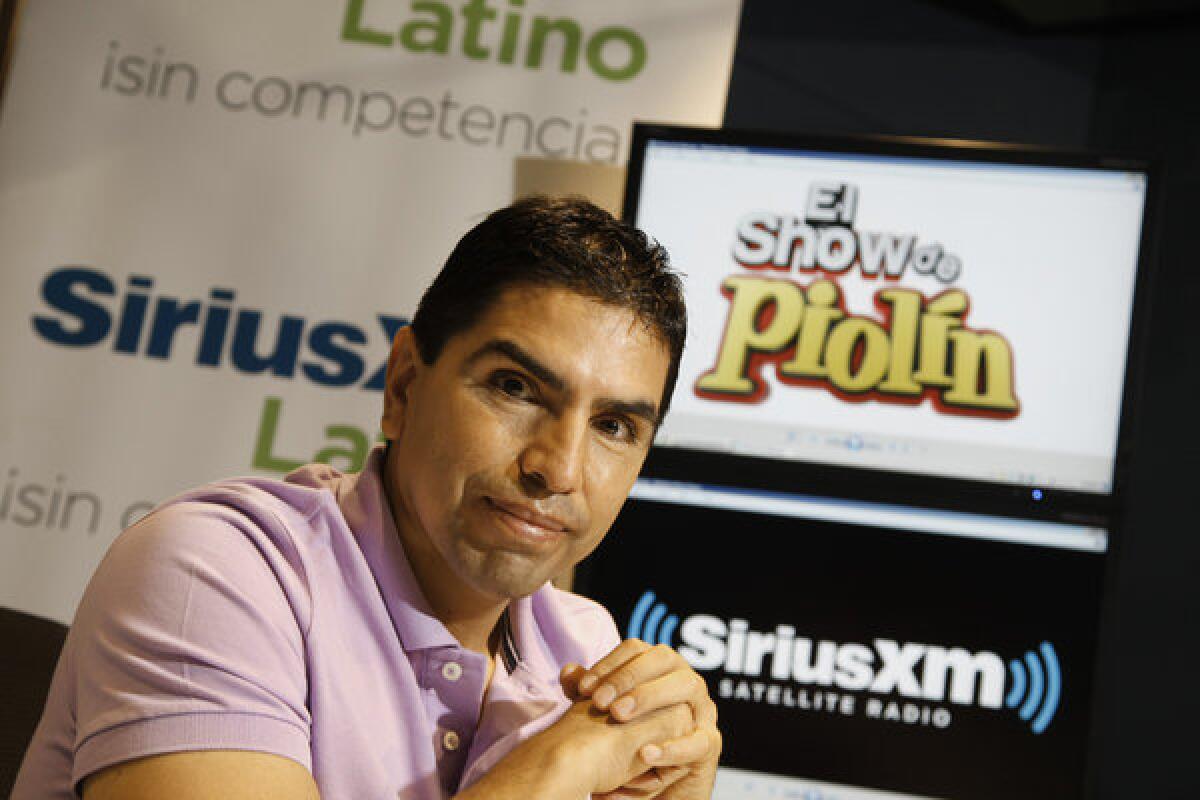 Eddie "Piolin" Sotelo is photographed in the offices of SiriusXM satellite radio.