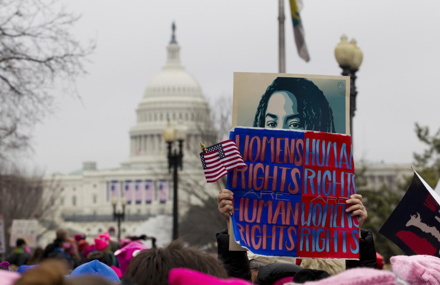 Marchers rally near Capitol Hill in Washington, D.C., on Saturday.