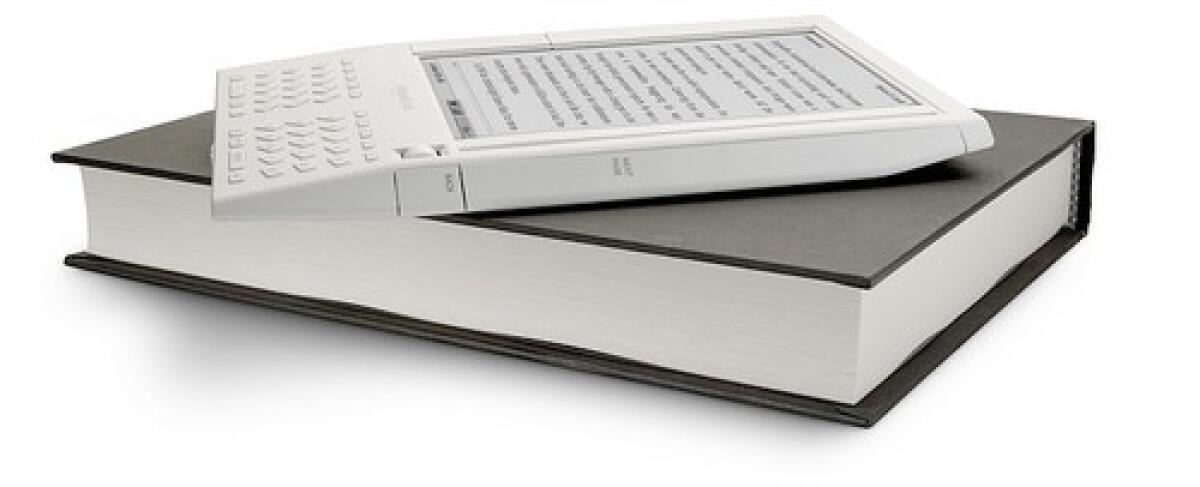 The hand-held device called Kindle is about the same size as a paperback but "lighter and thinner" and can store up to 200 items that can be downloaded by a built-in wireless Internet connection.