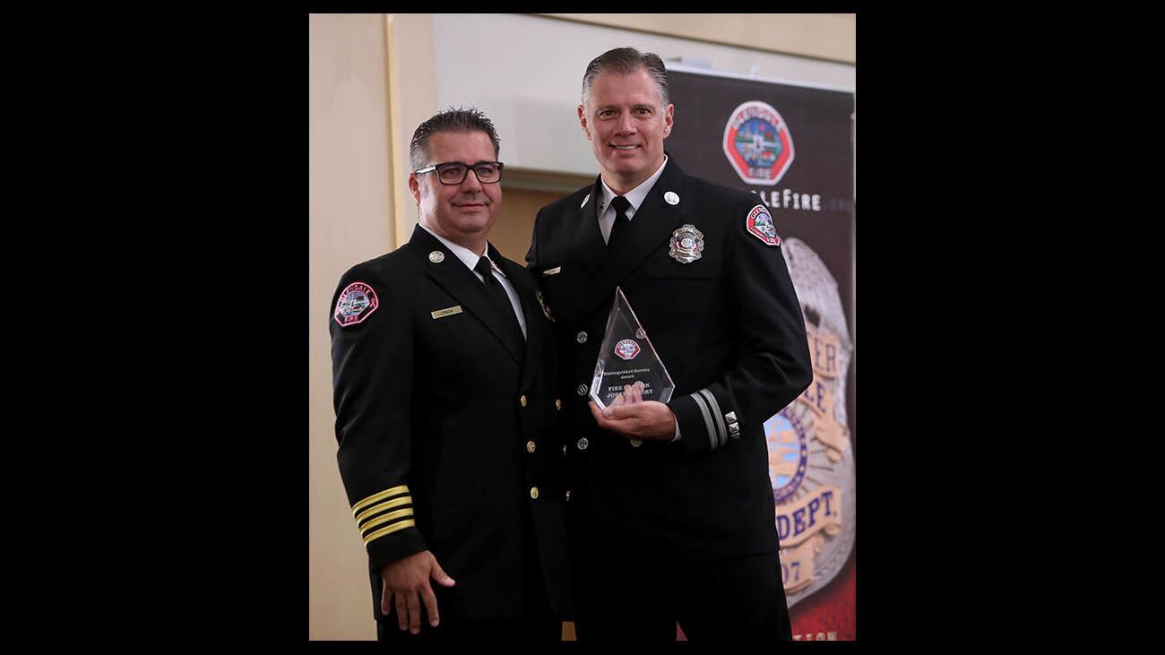 Glendale Fire Dept. captain paramedic Joseph Coory received the Distinguished Service Award at the annual City of Glendale Fire Dept. Awards Luncheon, held at the Hilton Hotel in Glendale, on Wednesday, Oct. 3, 2018.