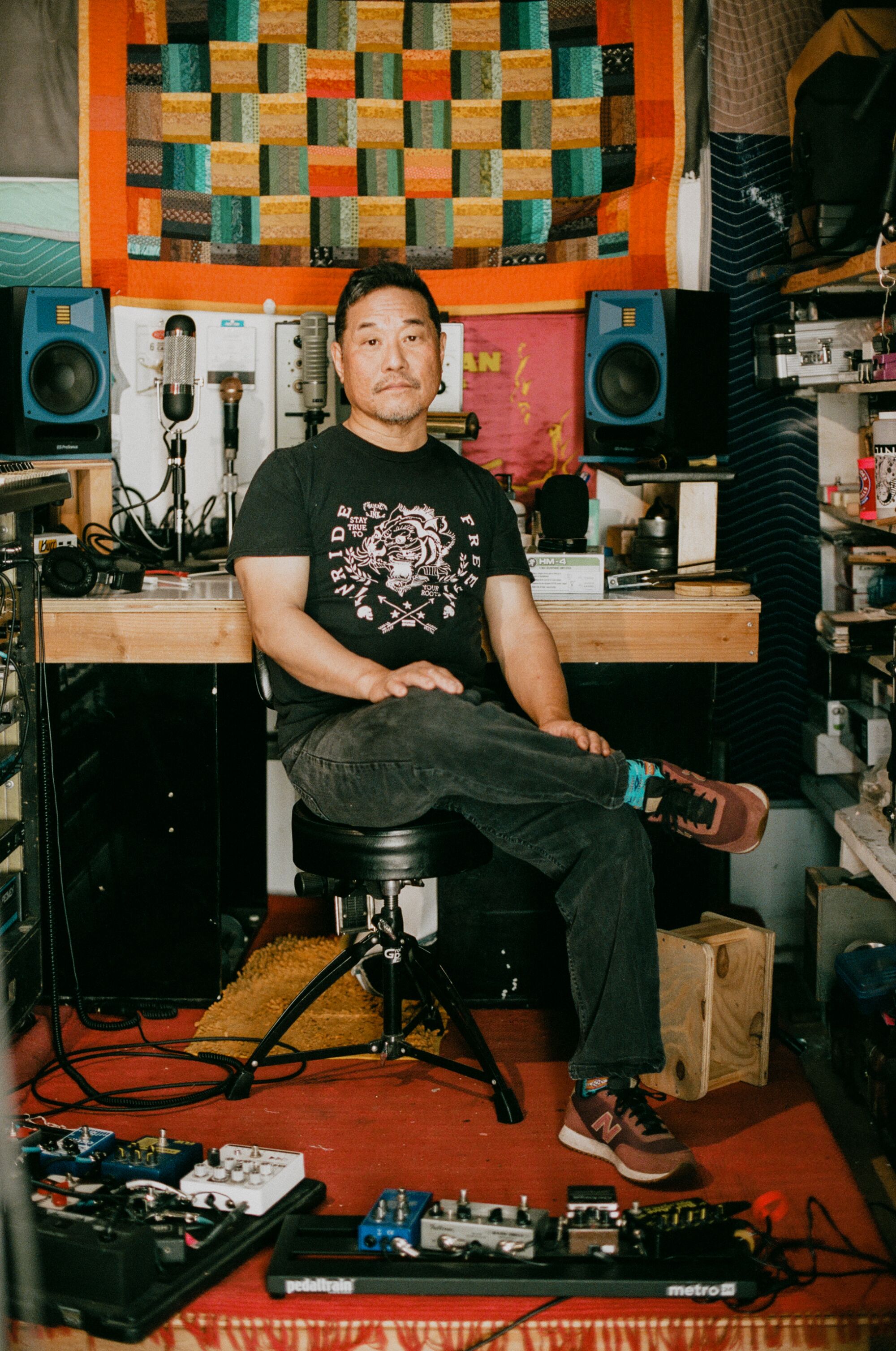 Alan Nakagawa in his home music studio.
