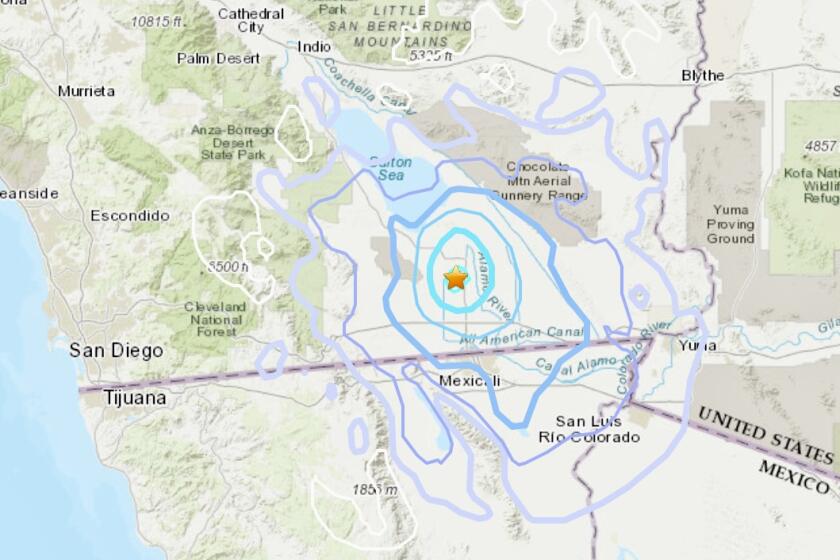 A small swarm of earthquakes broke out east of San Diego County on Saturday.