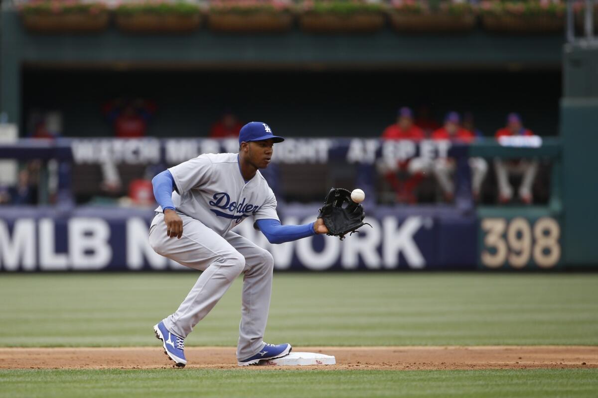 Erisbel Arruebarrena will return to the Dodgers lineup after being called up from triple-A Albuquerque. Arruebarrena will likely serve as a sub for Hanley Ramirez, who has been battling a series of injuries this season.