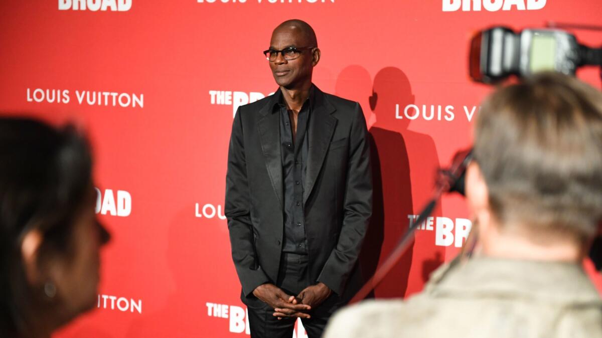 Mark Bradford on the red carpet at the Broad.