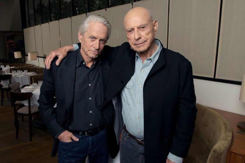 BEVERLY HILLS, CA., NOVEMBER 8, 2018 --- Acting heavyweights Alan Arkin and Michael Douglas, who star in the new Netflix senior-buddy comedy, "The Kominsky Method" on Netflix. Movie is bout an aging actor Sandy Kominsky and his agent as they navigate their later years in Los Angeles, a city that values youth and beauty. (Kirk McKoy / Los Angeles Times)