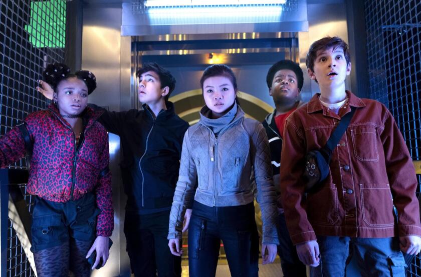Kayden Grace Swan, left, Bryce Gheisar, Miya Cech, Keith L Williams and Ben Daon in "The Astronauts."