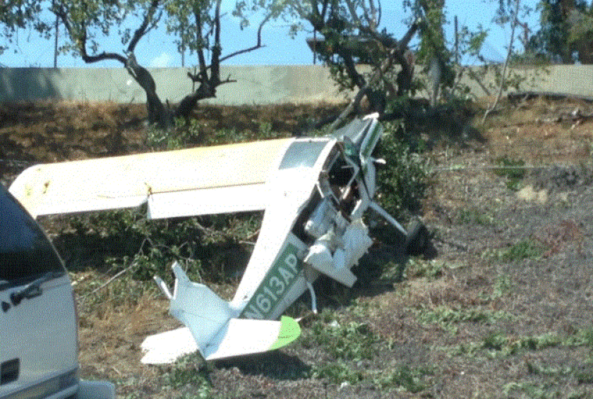 A single-engine plane crashed near Cherry Avenue and the 405 Freeway in Long Beach on Saturday.