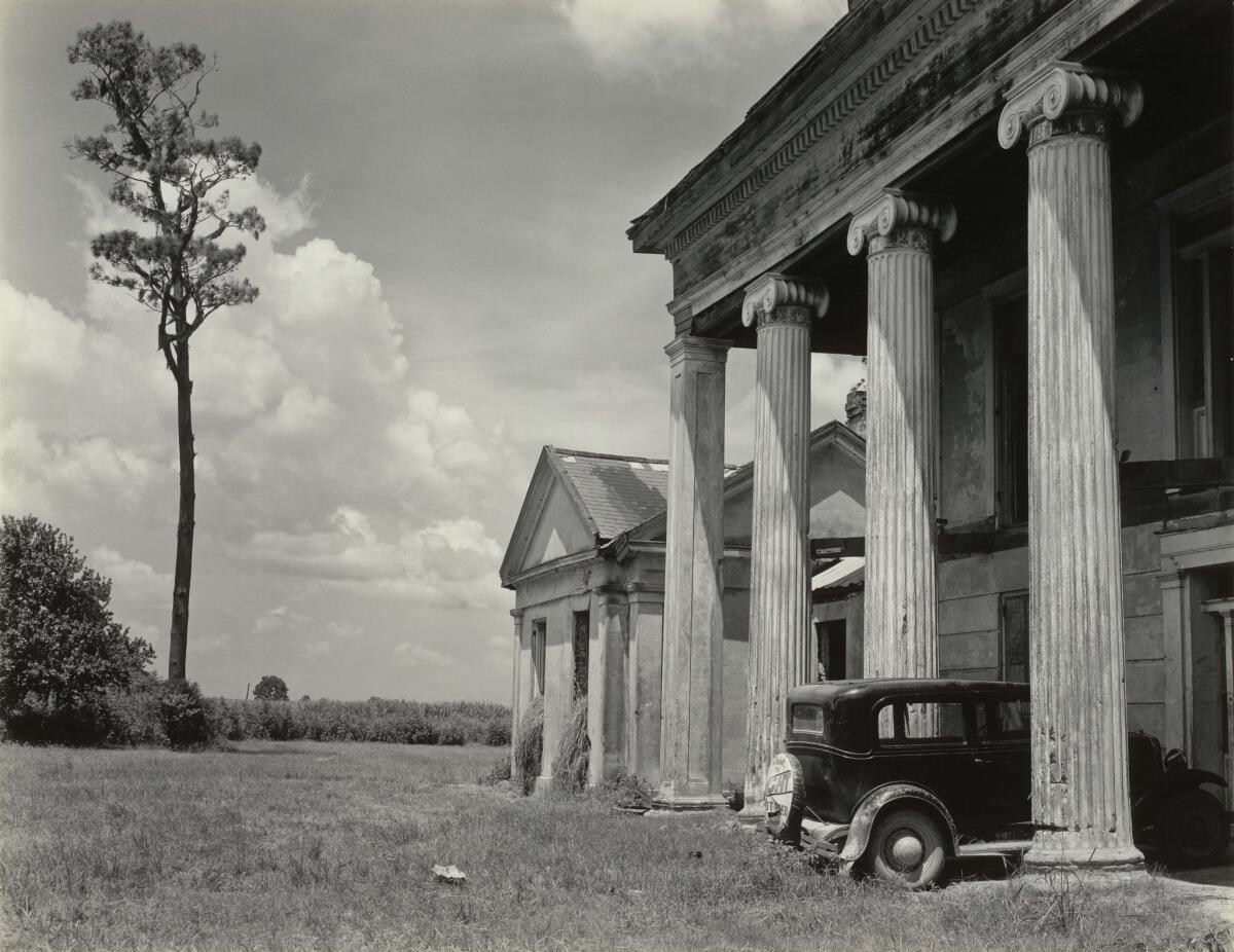 "Woodlawn Plantation House, Louisiana," 1941, gelatin silver print. (Edward Weston / Huntington Library, Art Collections and Botanical Gardens / Center for Creative Photography, Arizona Board of Regents)