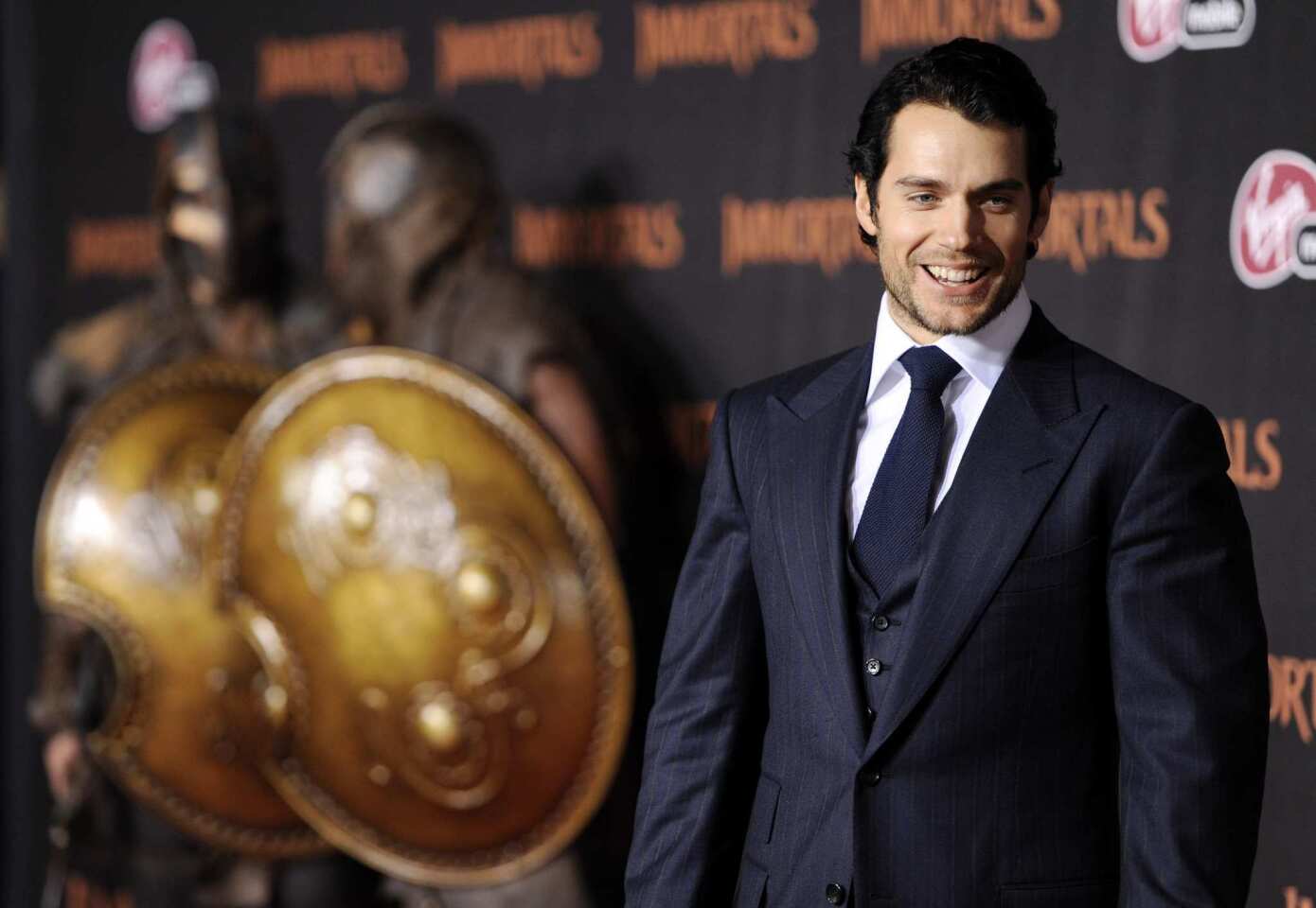 The Gods descended on Hollywood Monday night to celebrate the opening of "The Immortals," the new action movie starring Henry Cavill. The actor plays Theseus, a human chosen by Zeus to lead the mortals in a fight against the Titan god Hyperion.