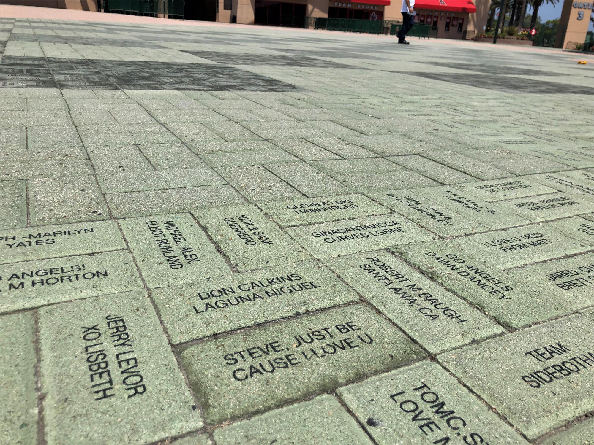A section of bricks outside Angel Stadium's home-plate entrance.
