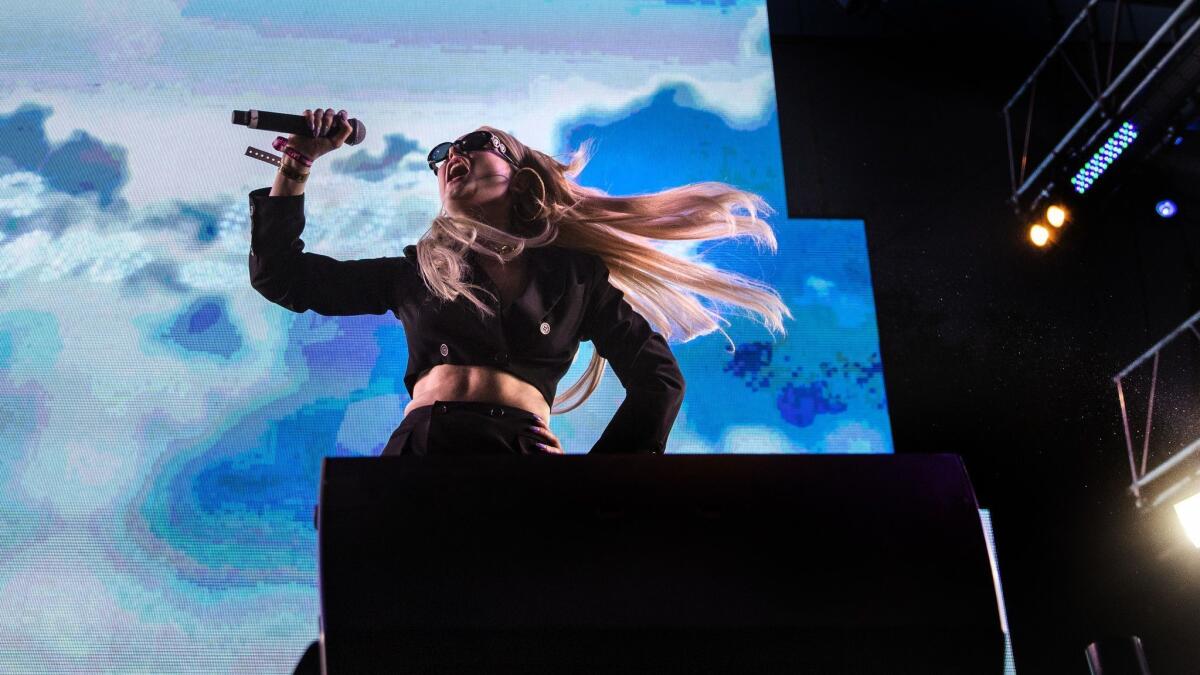 Kim Petras performs Saturday night during the L.A Pride festival in West Hollywood.