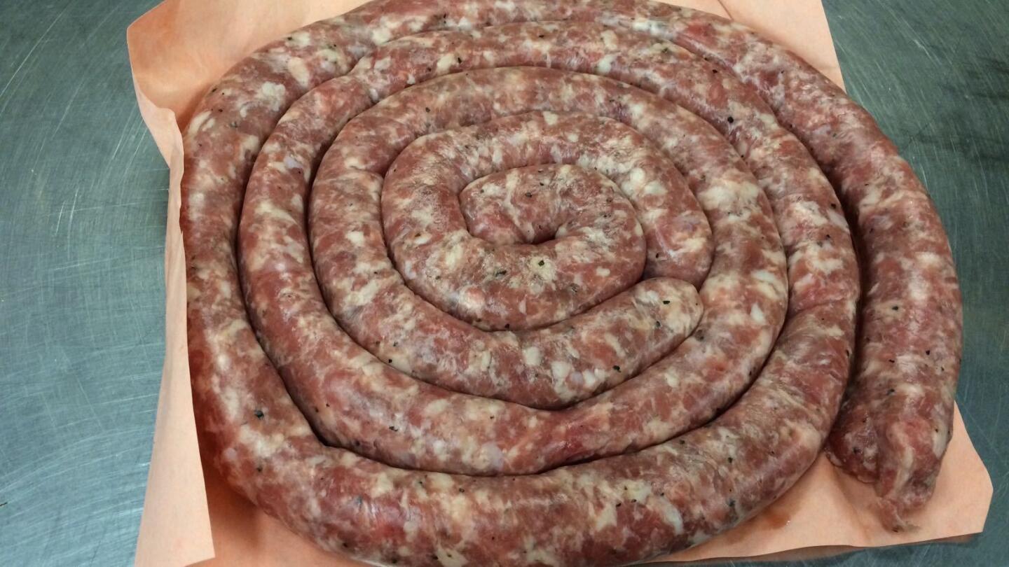 Coiled Italian sausage at A1 Italian Deli & Imported Groceries.
