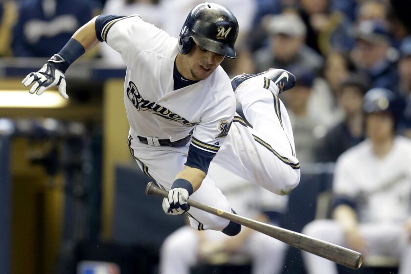 Brewers second baseman Scooter Gennett got injured on Sunday, but it didn't occur on the field.