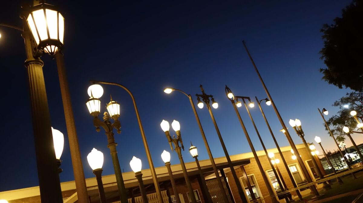 The lampposts once employed in "Vermonica" were reinstalled in front of Bureau of Street Lighting offices on Santa Monica Boulevard.