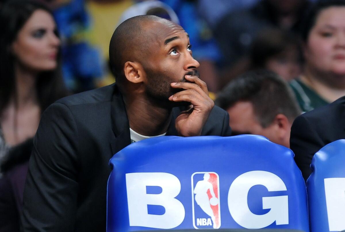Lakers star Kobe Bryant didn't practice Thursday because of "general soreness."