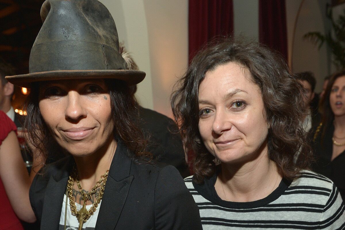 Musician Linda Perry, left, and "The Talk" panelist Sara Gilbert, shown at an event in Hollywood in February, got married on Sunday.