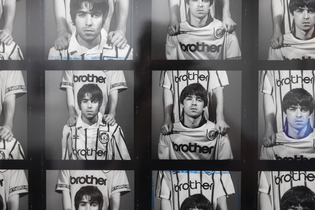 A detail of a contact sheet of the British rock band Oasis of photographer Kevin Cummins.