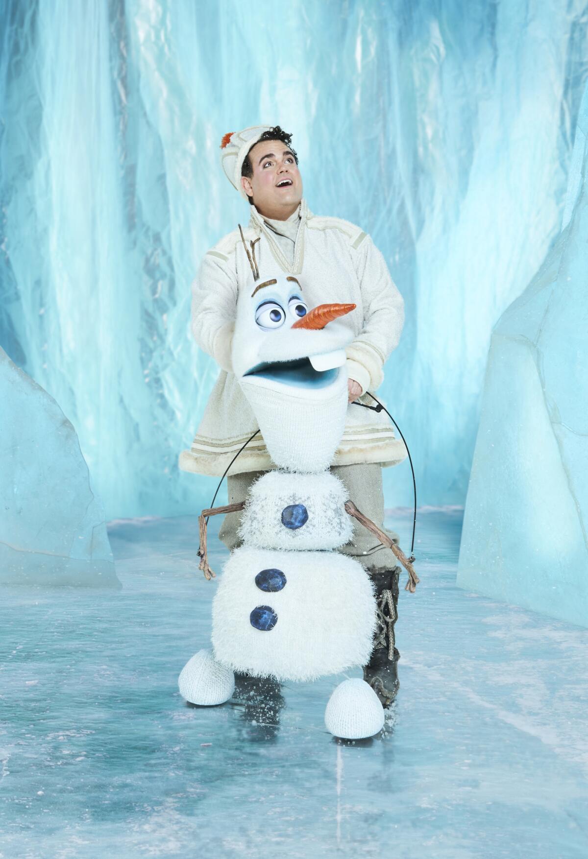 Greg Hildreth as Olaf in the Broadway musical "Frozen."