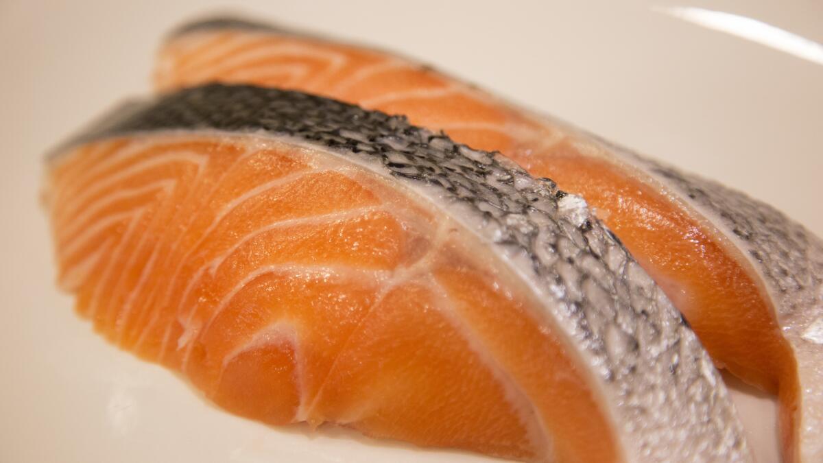 Most farm-raised salmon is considered unsustainable. (Myung J. Chun / Los Angeles Times)