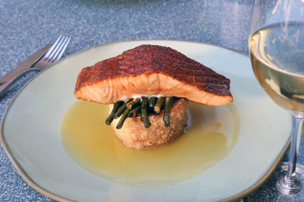 The Sugar-Spiced Salmon, as served at the Pacific Seafood restaurant in Palm Desert.