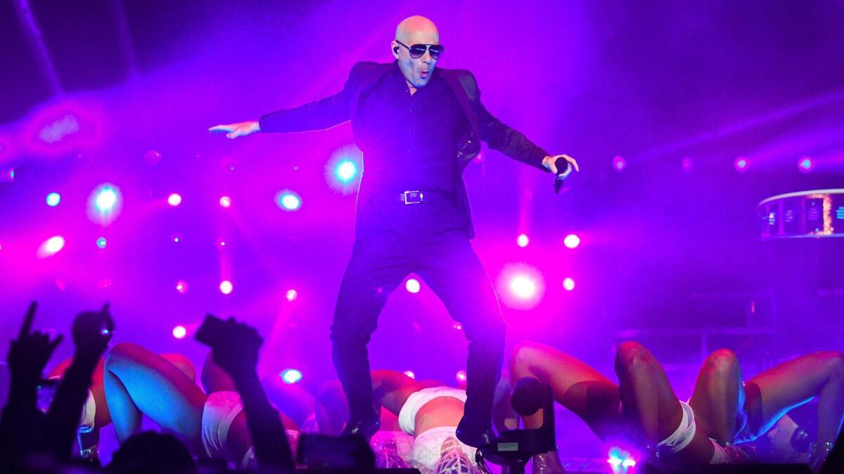 Pitbull in his opening set.
