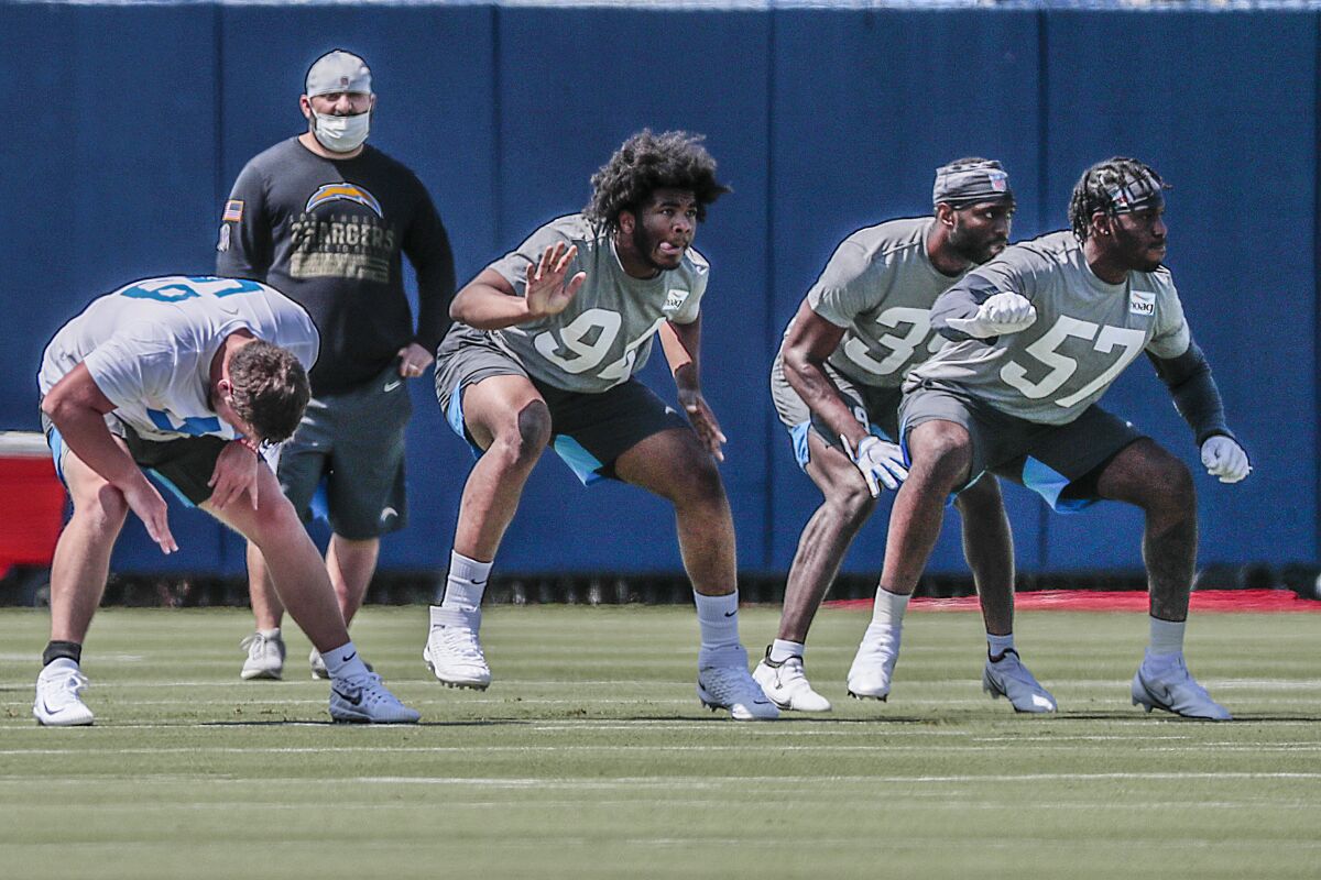 Rookies work out at Chargers mini-camp at Hoag Performance Center