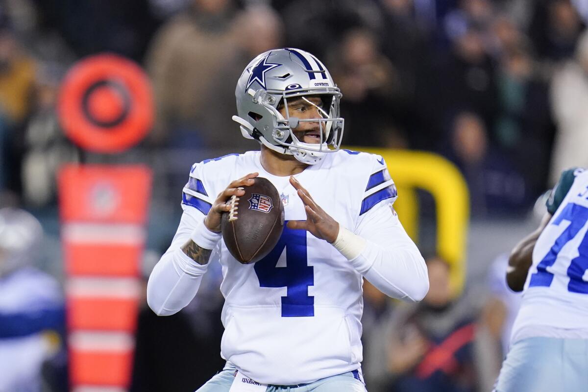 Dallas Cowboys quarterback Dak Prescott passes against the Philadelphia Eagles.