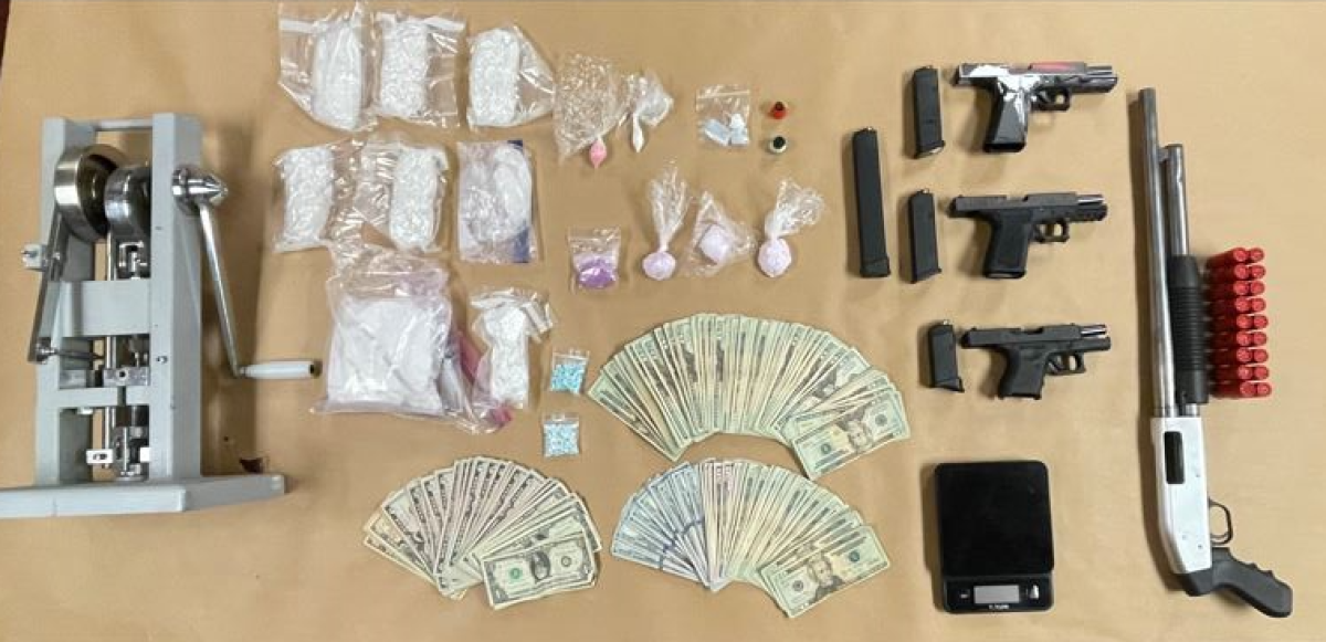 Items allegedly seized by Fountain Valley police from a Costa Mesa residence on July 7.