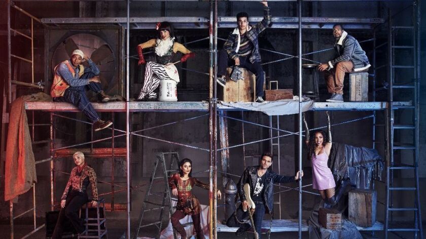 Brennin Hunt, second from lower right, as Roger in Fox's live television production of "Rent," which airs Sunday at 8 p.m.