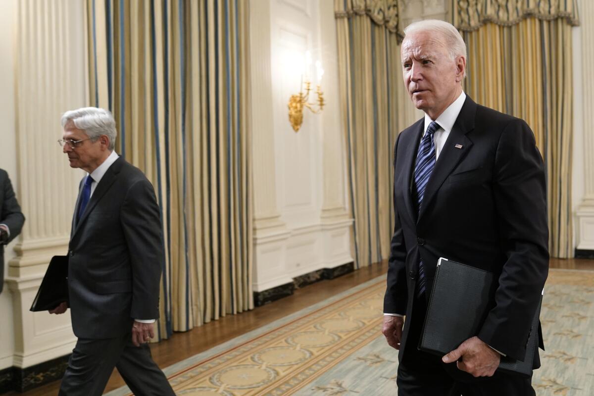 President Biden and Atty. Gen. Merrick Garland at the White House