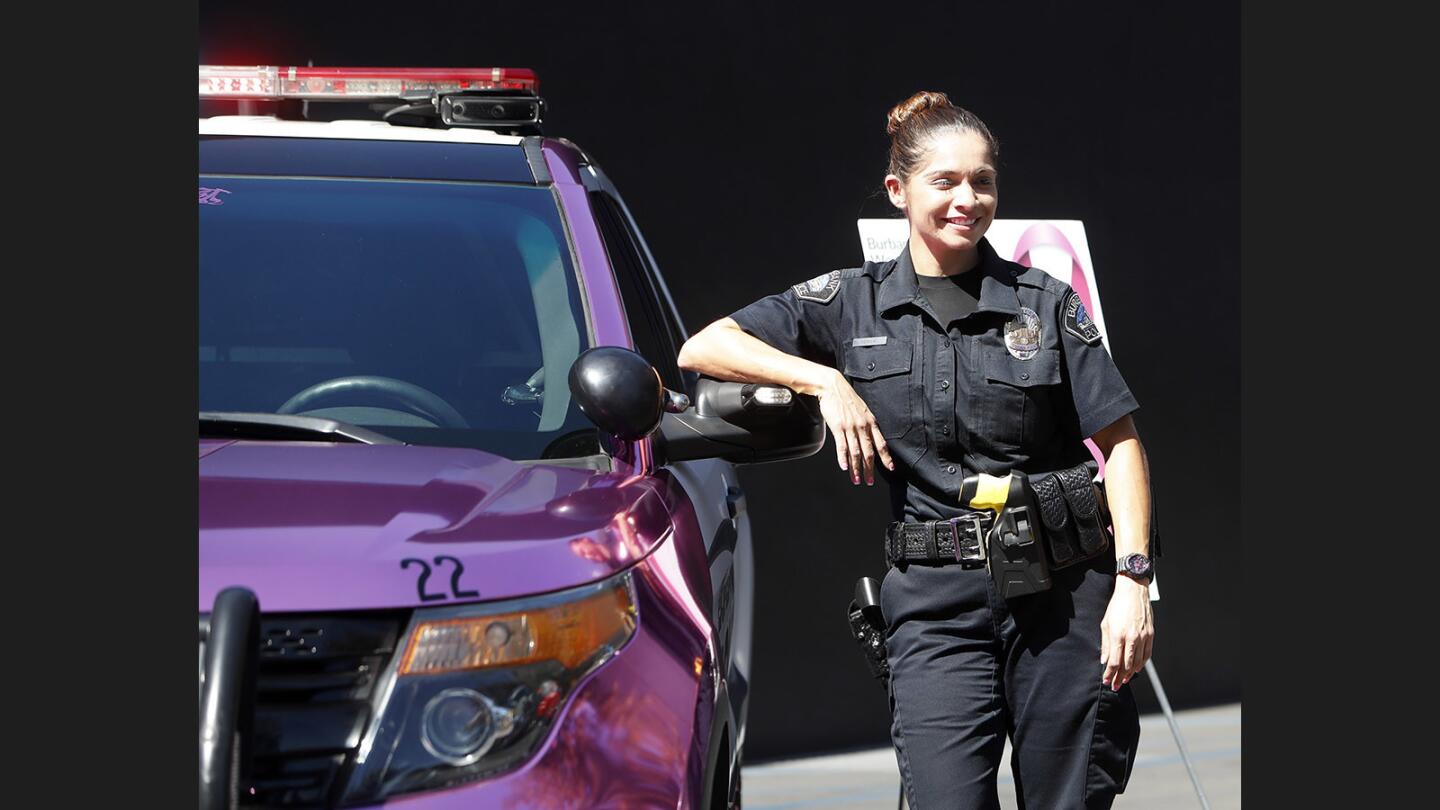 Photo Gallery: Burbank Police Dept. unveiled a chrome pink police vehicle for Breast Cancer Awareness month