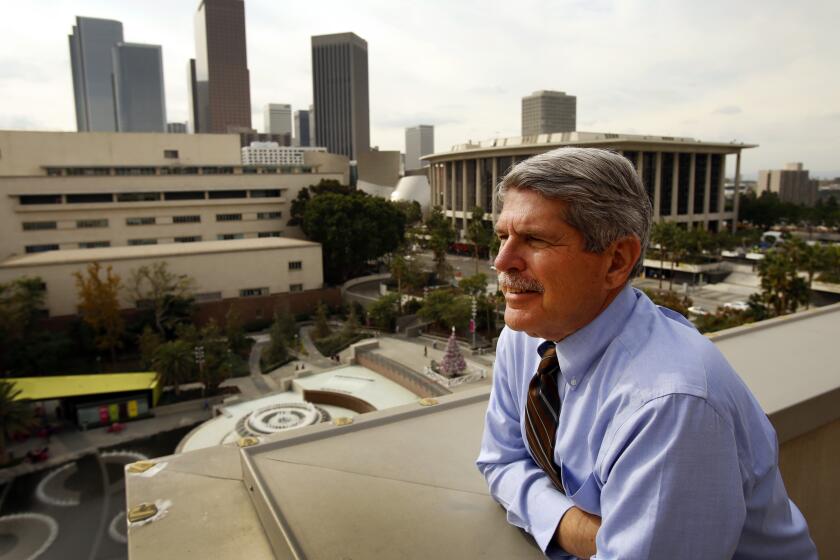 LOS ANGELES, CA NOVEMBER 20, 2014 -- Zev Yaroslavsky, member of the Los Angeles County Board of Supervisors on the rooftop balcony at the County Hall of Administration office on November 20, 2014 as he is preparing to leave the office he was elected to in 1994. Yaroslavsky served on the Los Angeles City Council from 1975 to 1994 and has been active in the areas of transportation, the environment, health care and cultural affairs. (Al Seib / Los Angeles Times)