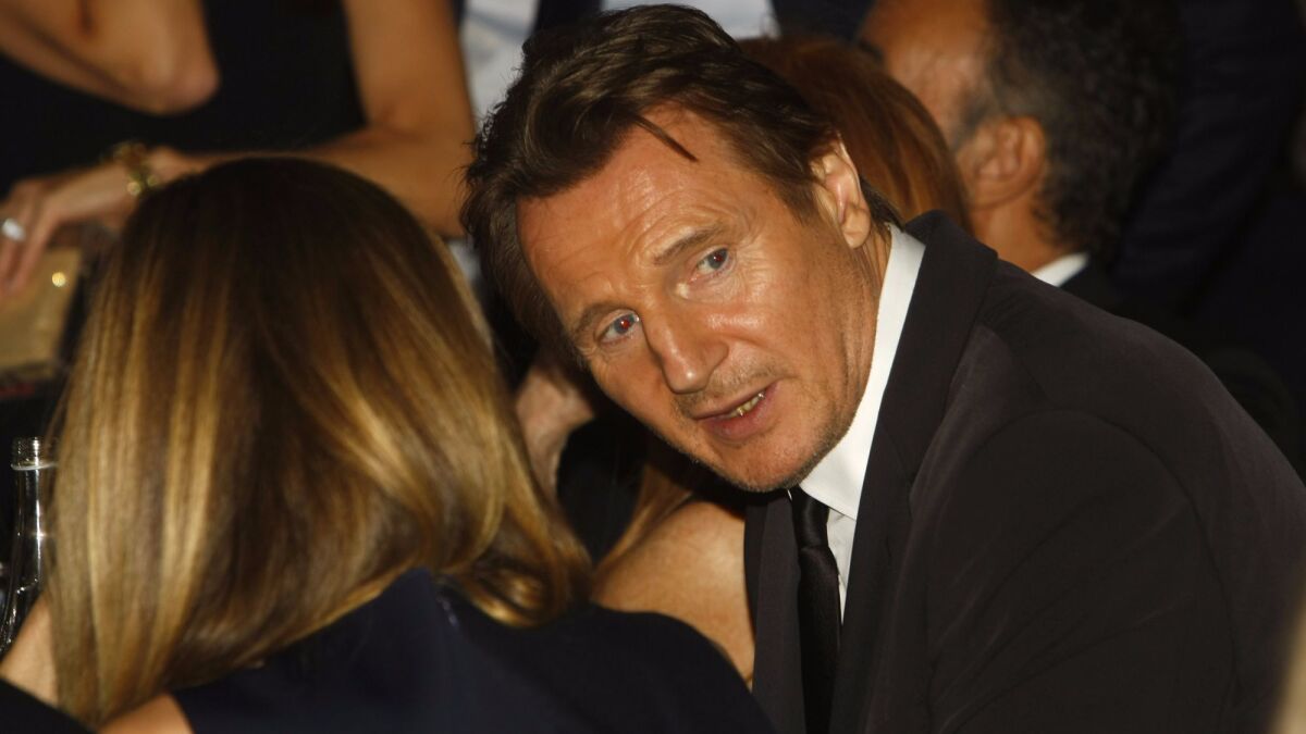 Actor Liam Neeson attends the USC Shoah Foundation gala at the Century Plaza Hotel in Century City in 2014, where President Obama received the foundation's highest award.