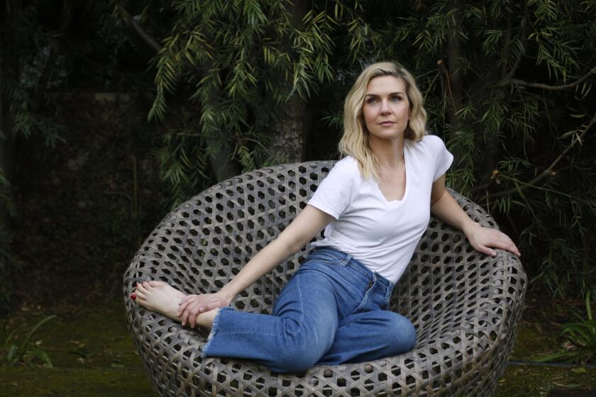 LOS ANGELES CA - FEBRUARY 5, 2020 - Actor Rhea Seehorn of the AMC show, “Better Call Saul,” reclines at her home in Los Angeles on February 5, 2020. Seehorn plays attorney Kim Wexler on, "Better Call Saul," the spinoff to "Breaking Bad." Kim is the girlfriend of Saul Goodman, the sketchy attorney played by Bob Odenkirk. Many fans fear that Kim is living on borrowed time because Saul is getting closer to the criminal element, and her character is not in "Breaking Bad." (Genaro Molina / Los Angeles Times)