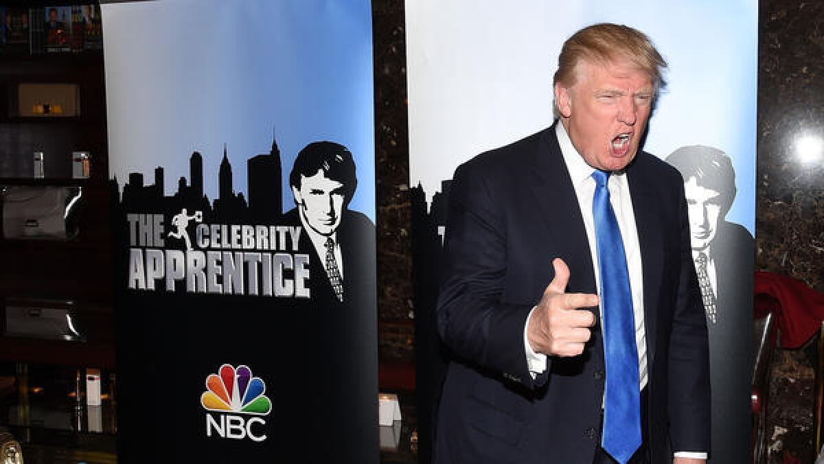 Donald Trump promotes "The Apprentice" in 2015.