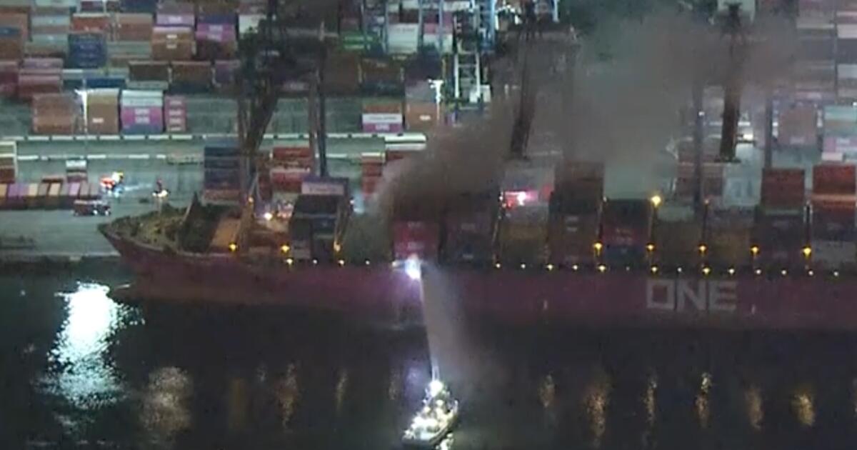 Crews battle hazardous fireplace on cargo ship in San Pedro Crews battle hazardous fireplace on cargo ship in San Pedro