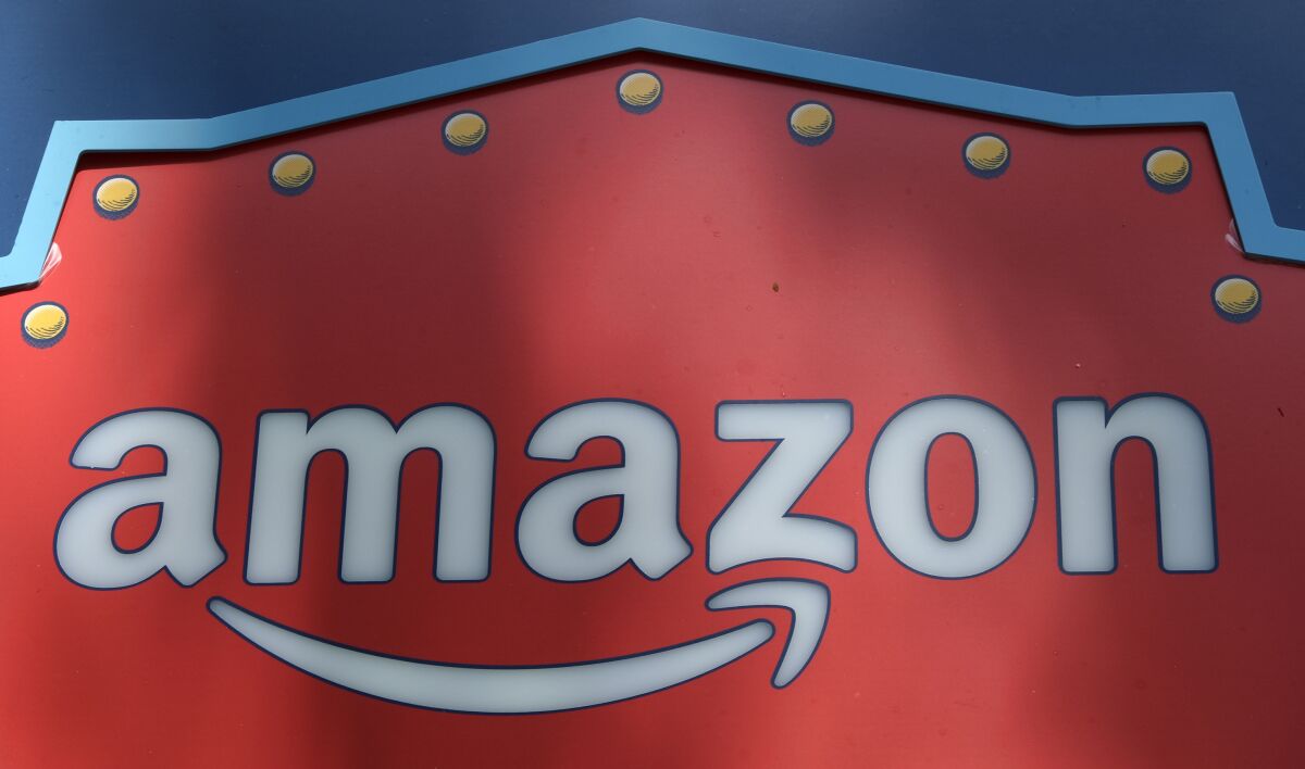 The logo of online retail giant Amazon.com