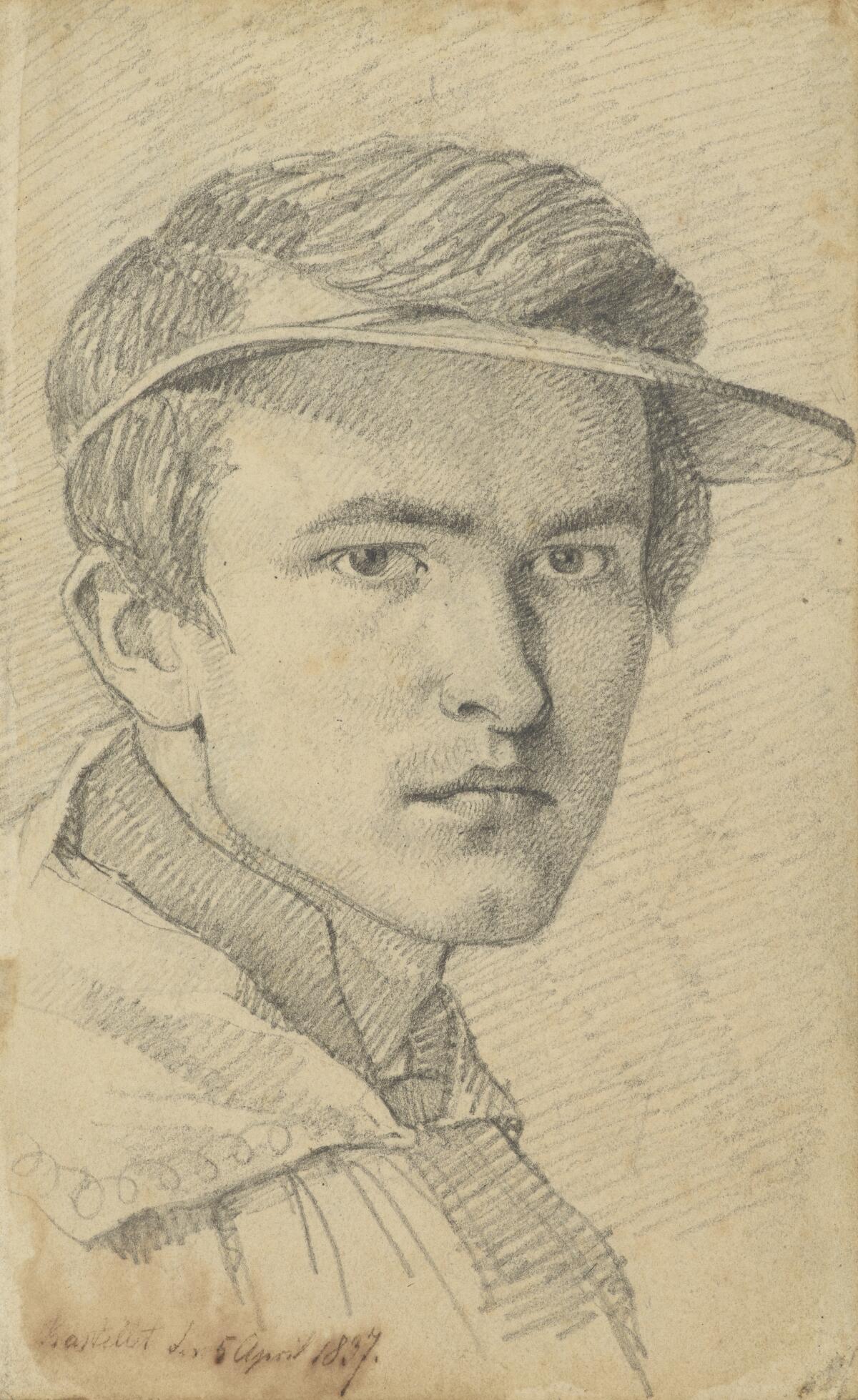 sketch of a man wearing a visor