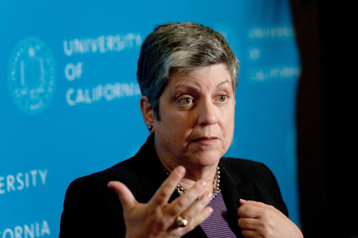 Janet Napolitano, president of the University of California system.